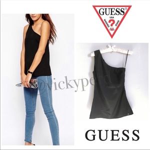 GUESS One Shoulder Satin Top